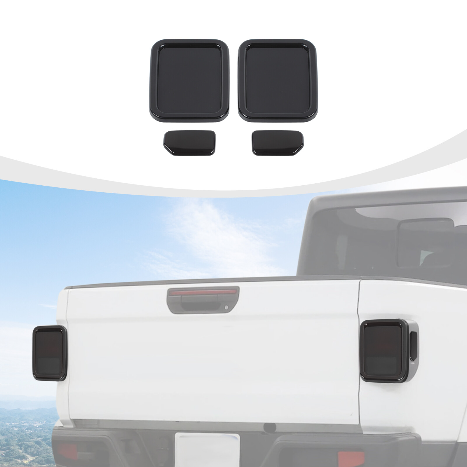 4pcs Rear Tail Light Halogen Guard Taillamp Cover Trim For Jeep Gladiator JT 19+