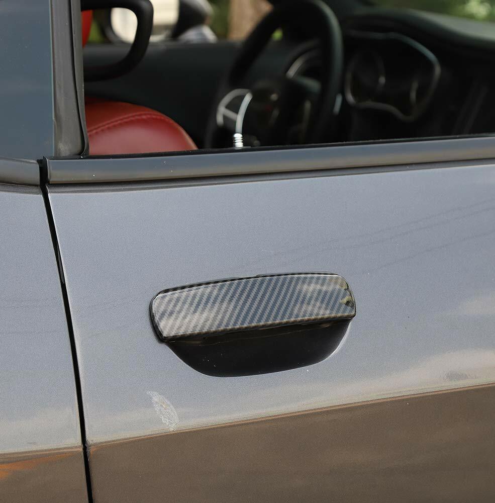2PCS Door Handle Cover Trim for Dodge Challenger 2012+ Carbon Fiber Accessories