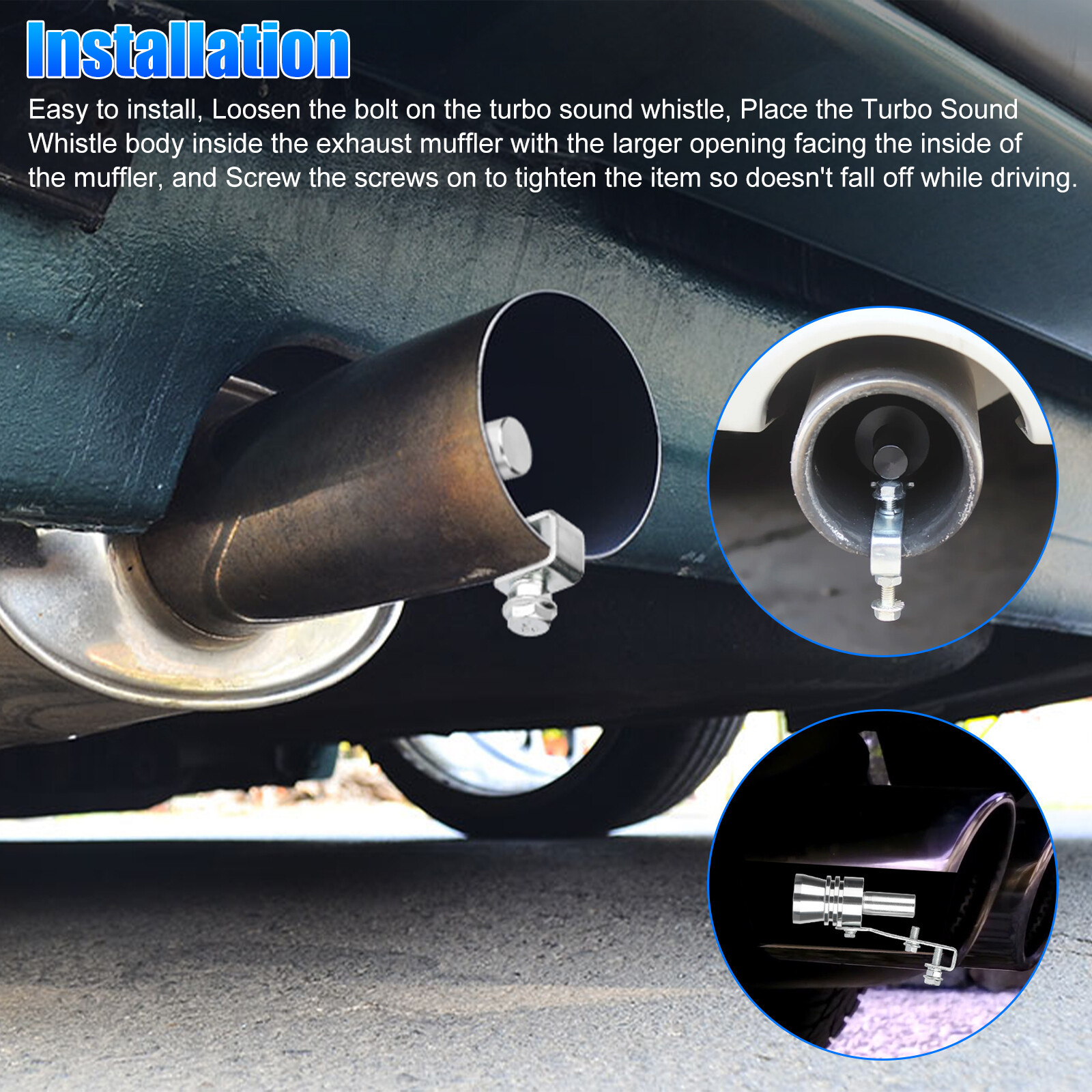 2X Universal Turbo Sound Exhaust Muffler Pipe Whistle Car Oversized Roar Maker