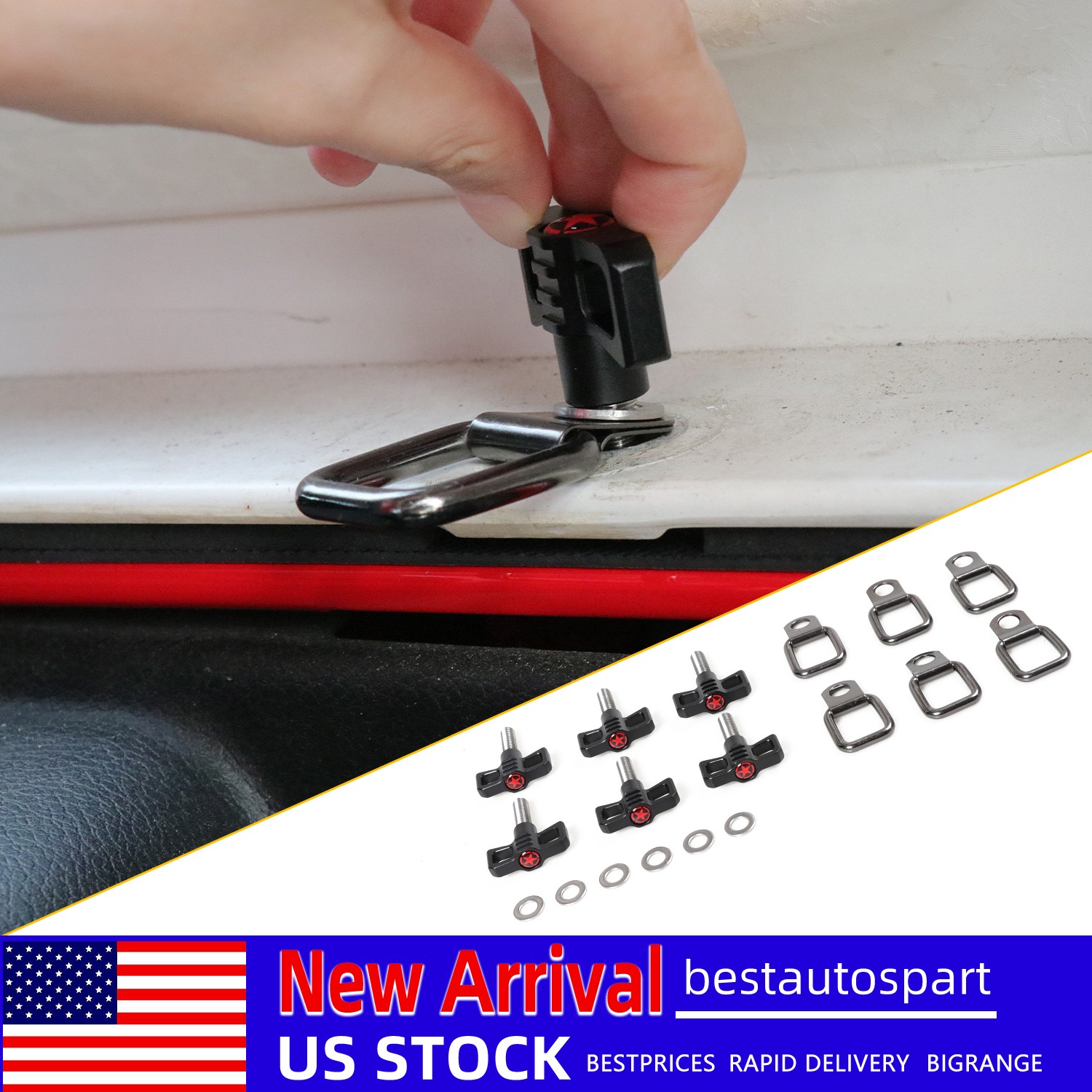 6X Universal Easy On Off Hard Top Fasteners Nuts Bolt For Jeep Wrangler TJ JK JL