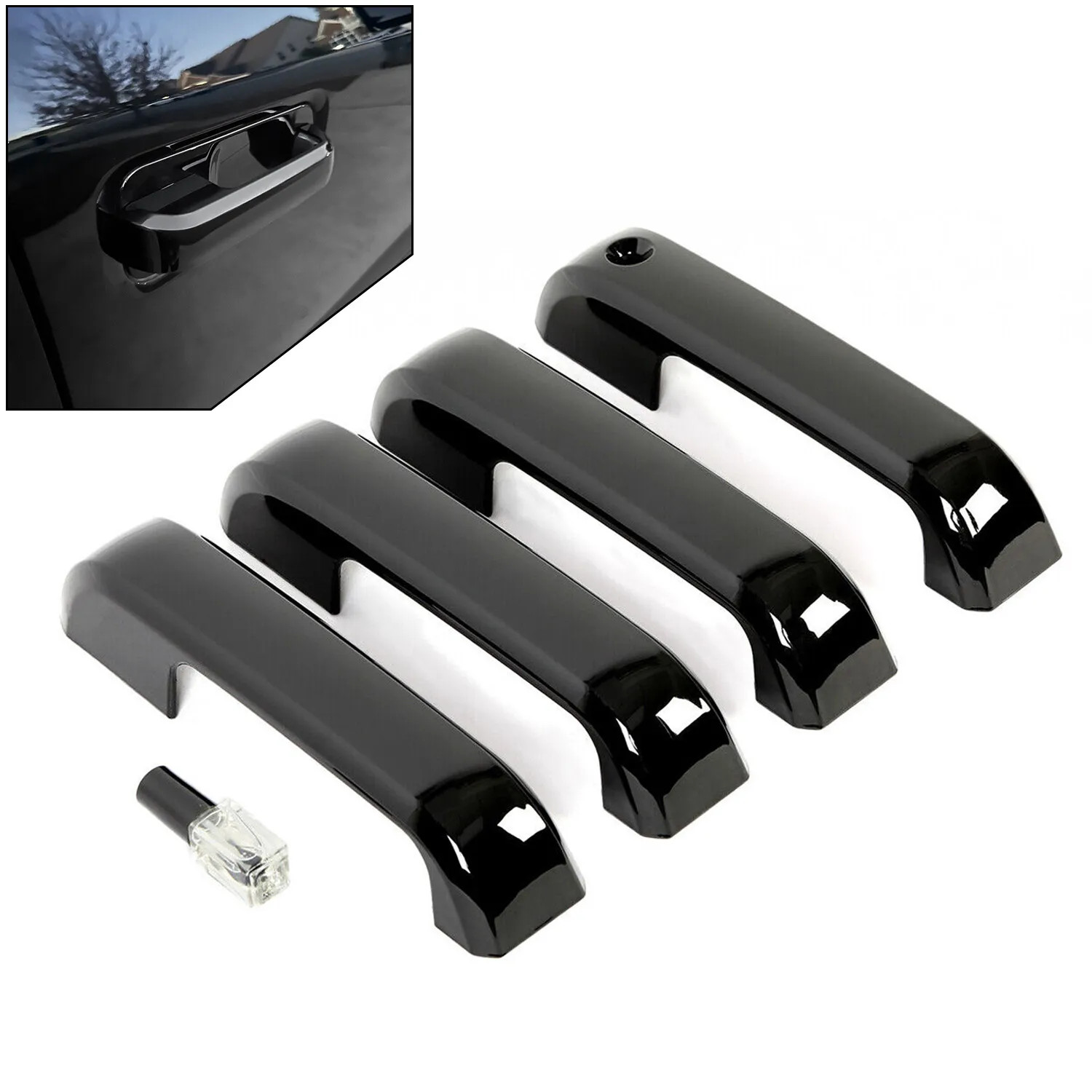 2017-2022 Door Handle Cover Glossy Black For Ford F150 15-20 F250 F350 Crew Cab