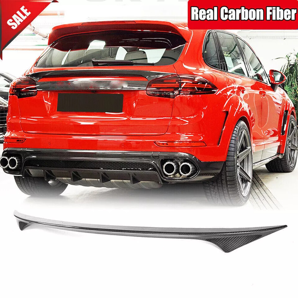 For 2015-2017 Cayenne Real Carbon Fiber Rear Middle Trunk Spoiler Wing