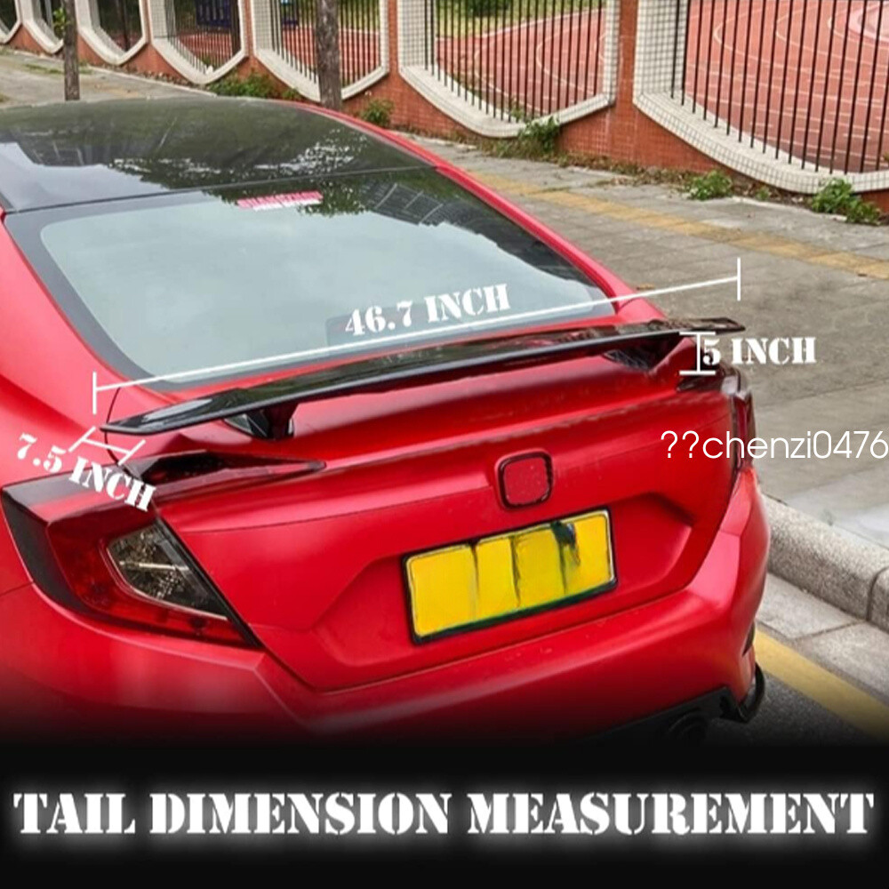 For 2016-21 Honda Civic 46″Carbon Fiber Style Rear Trunk Spoiler Racing GT Wing