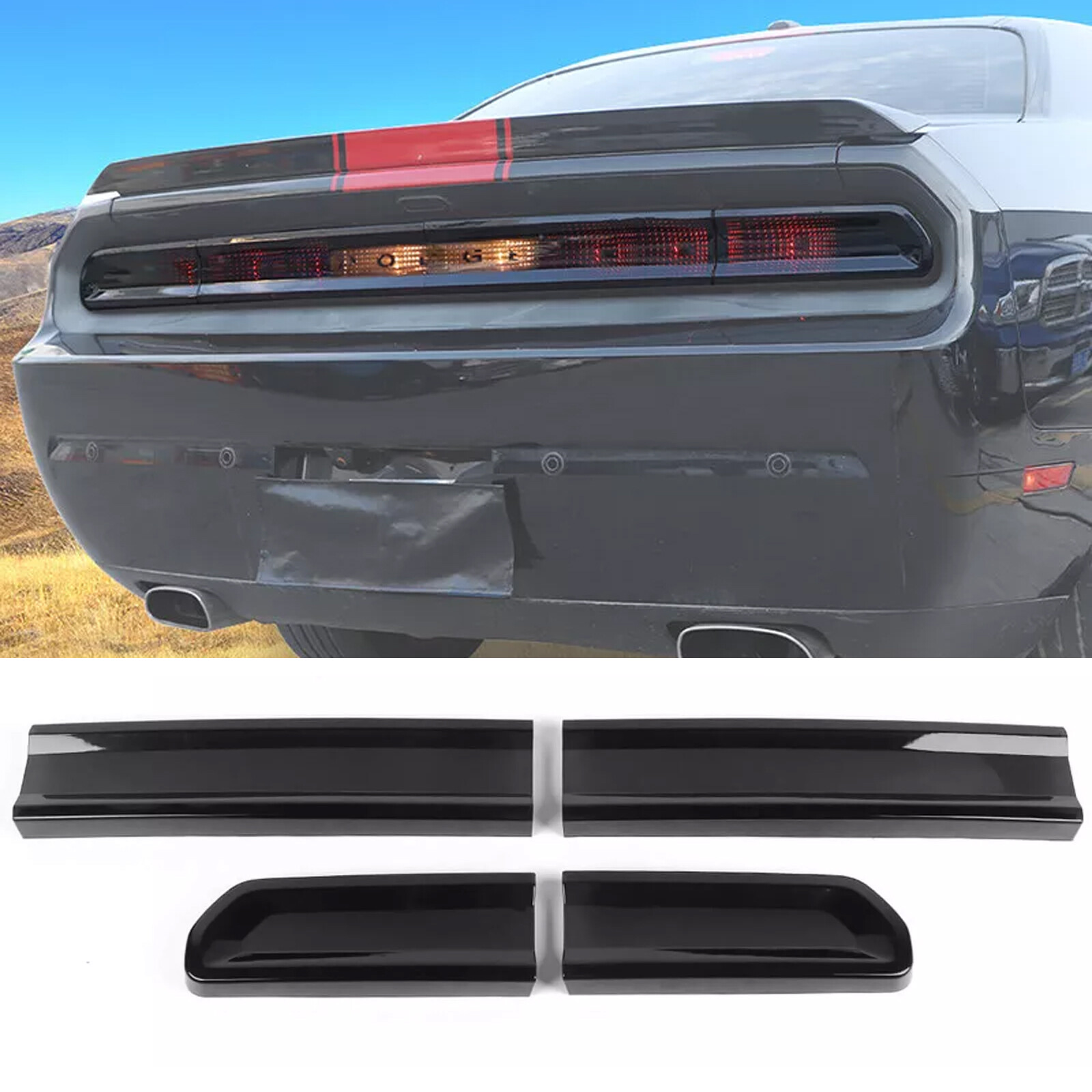 Smoked Tailgate Backlights Guard Trims Accessories for Dodge Challenger 2008-14