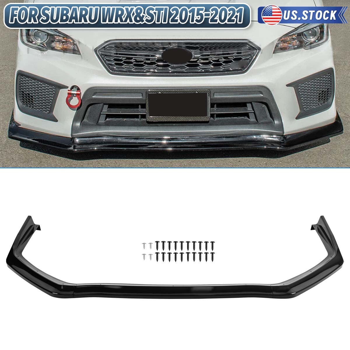 For Subaru WRX STi CS Style 2015-2021 Gloss Black Front Bumper Lip Splitter Kits