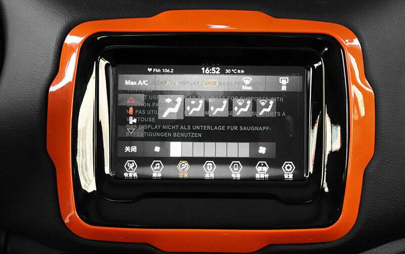 Central Control 8.4inch Navigation Panel Cover Trim For Jeep Renegade 18+ Orange