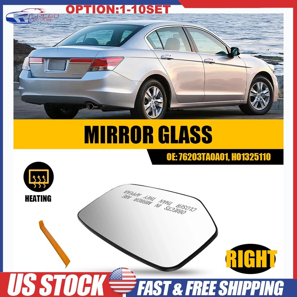 Mirror Glass For 2008-12 Honda Accord 76203TA0A01 Heated Convex Passenger 1-10X