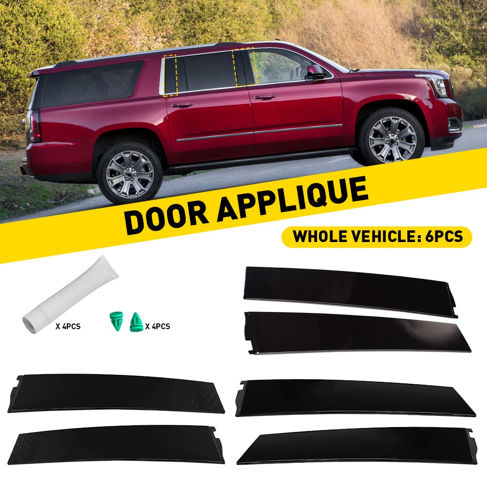 6PCS Door Window Trim Molding Panel For Chevrolet Tahoe & GMC Yukon 2015-2018