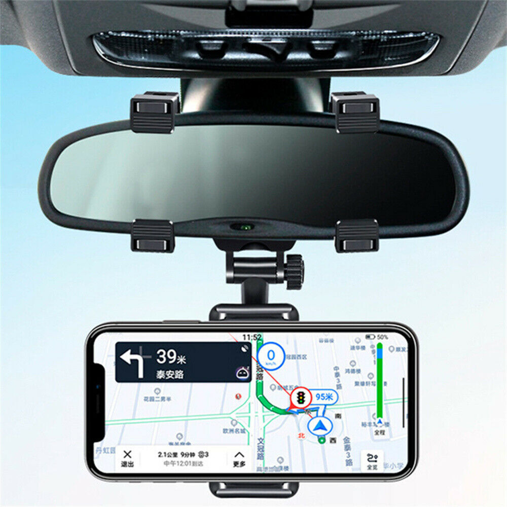 360° Car Rear View Mirror Mount Holder Stand for Apple iPhone Android Phone