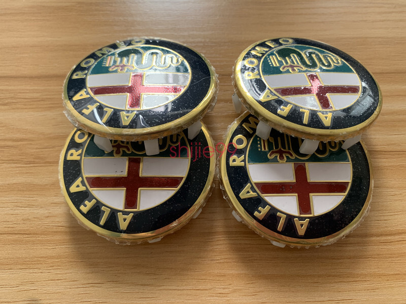 4x 60mm Alfa Romeo Alloy Wheel Centre Cap Golden Set Decal Emblem Badge Logo