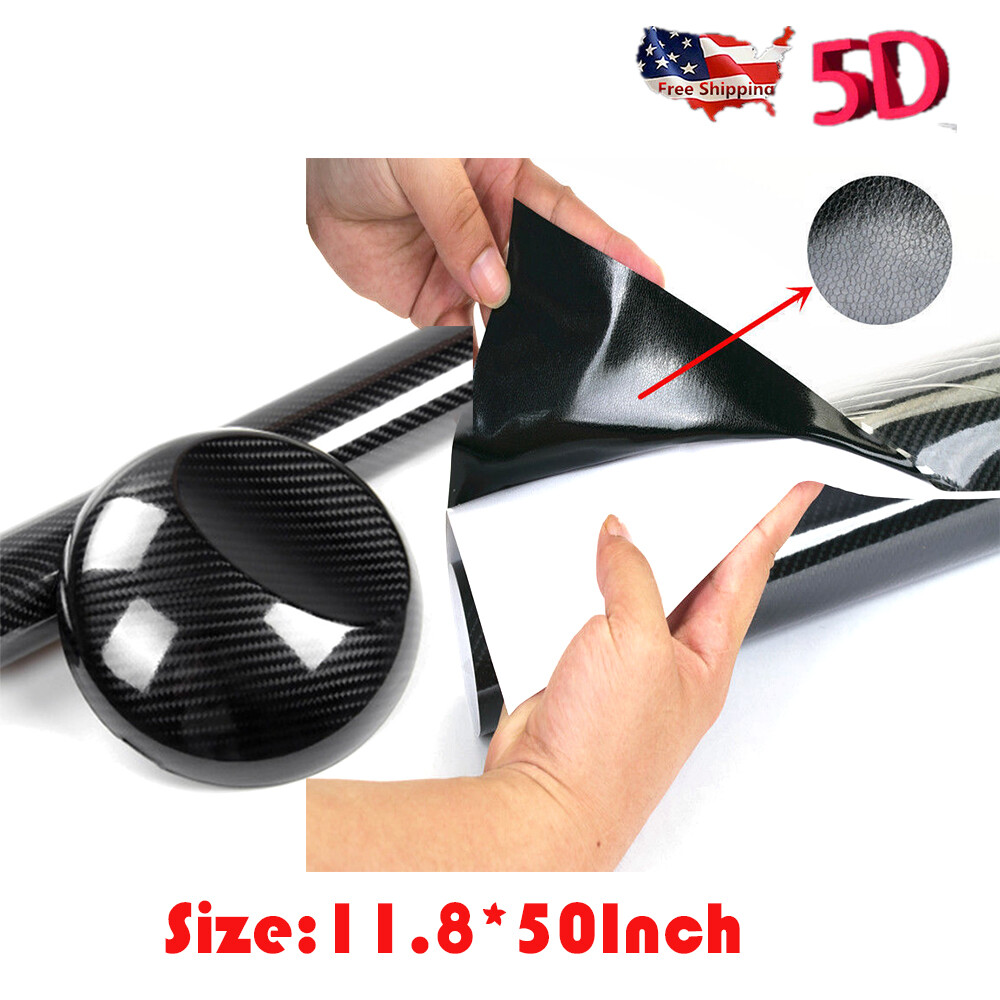 5D Gloss Forged Carbon Fiber Black GOLD Vinyl Car Wrap Film Sticker Decal Sheet