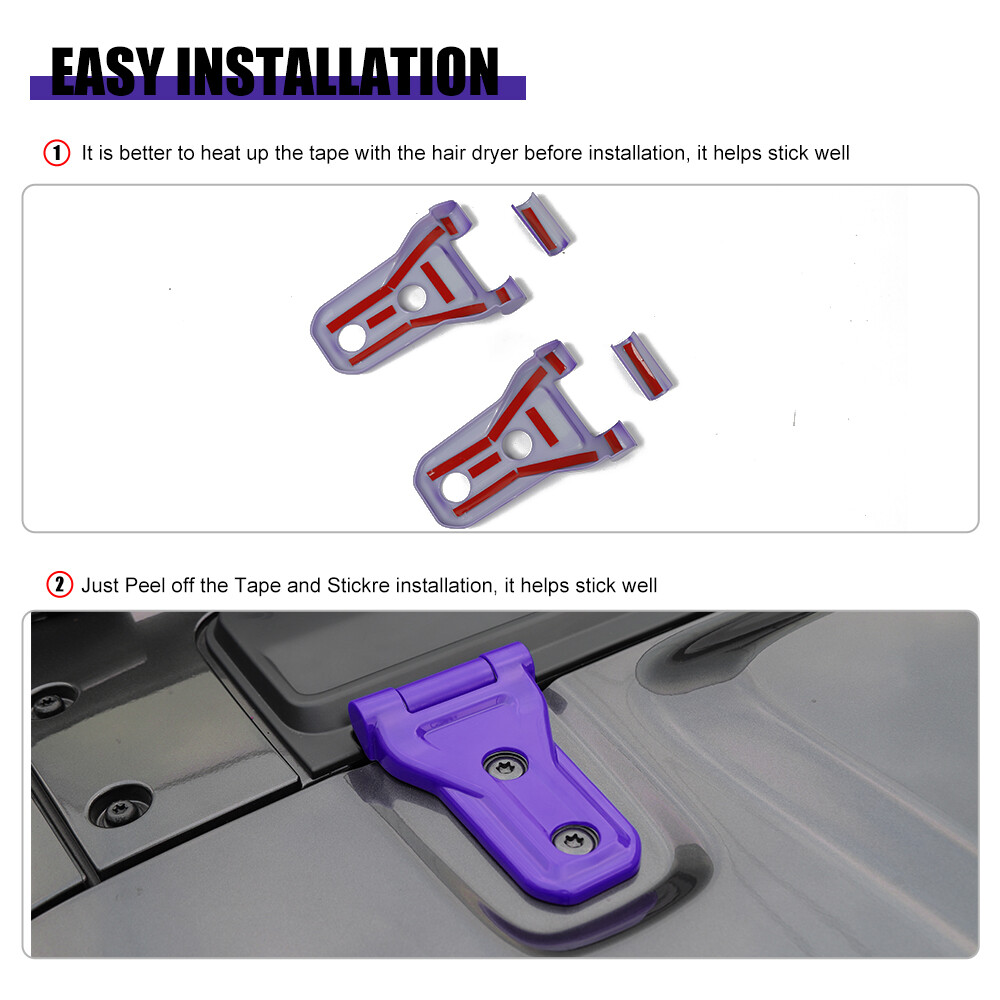 6x Front Hood Hinge Trim Cover Kit For Jeep Wrangler JL 2018+ Purple Accessories