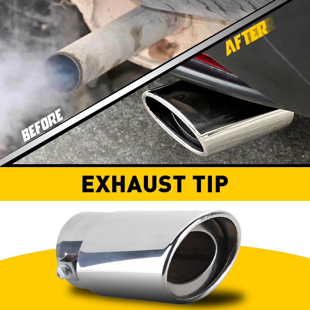 2.5″Inlet 4″Outlet Stainless Steel Cut Diagonal Muffler Exhaust Silver Burnt Tip