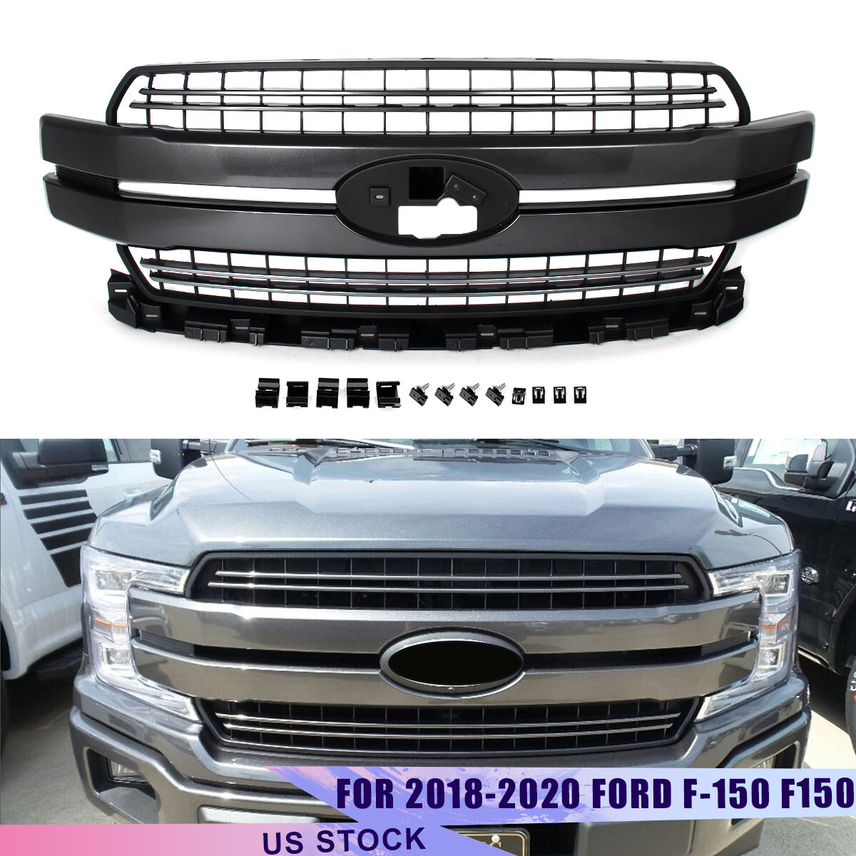 For F150 Truck Ford F-150 2018-2020 Front Bumper Grille Grill Magnetic Metallic