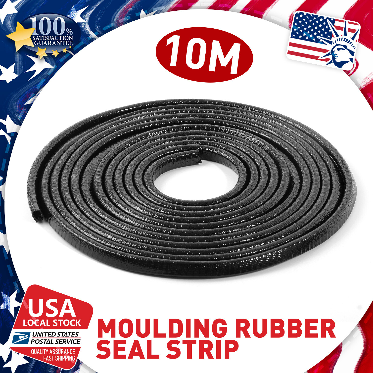 Rubber Edge Trim Guard U Shape Edge Seal Strip with Embedded Metal Clips 33FT