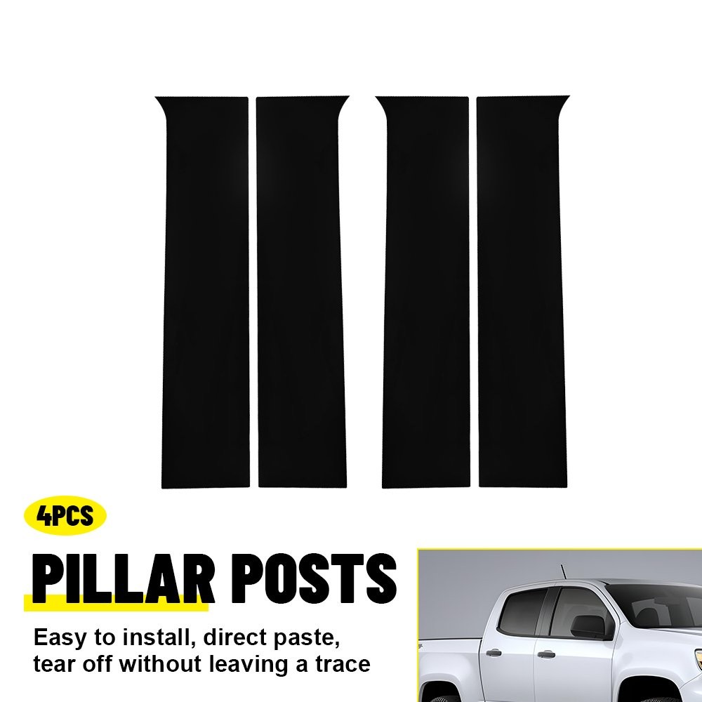 For 2014-2018 Chevy Silverado GMC Sierra Glossy Black Pillar Post Trim Set of 4