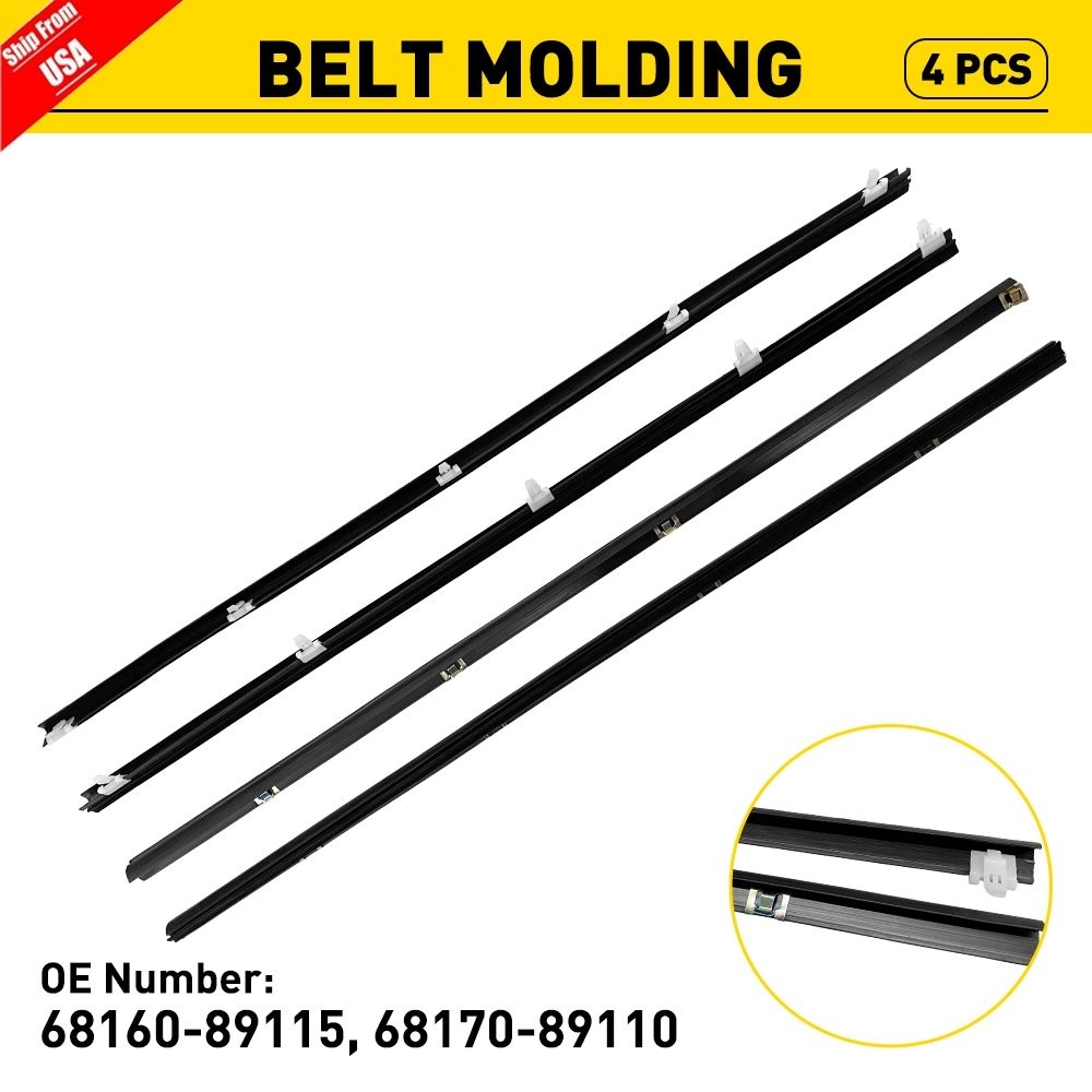 Door Window Belt Weatherstrip Set of 4 Fits 1984-1989 Toyota 4Runner Pickup