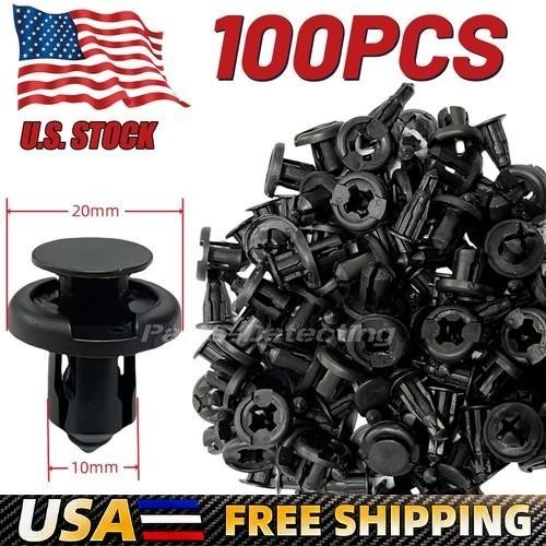 A+For Honda 100Pcs Bumper Clips 10mm Hood Fender Push Rivets Retainer Fasteners