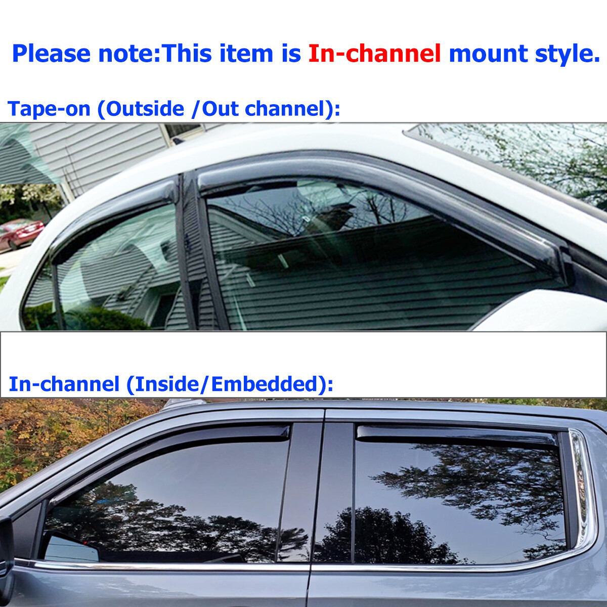 For 1999-2016 Ford F-250 F350 Super Duty In-Channel Rain Guard Window Vent Visor