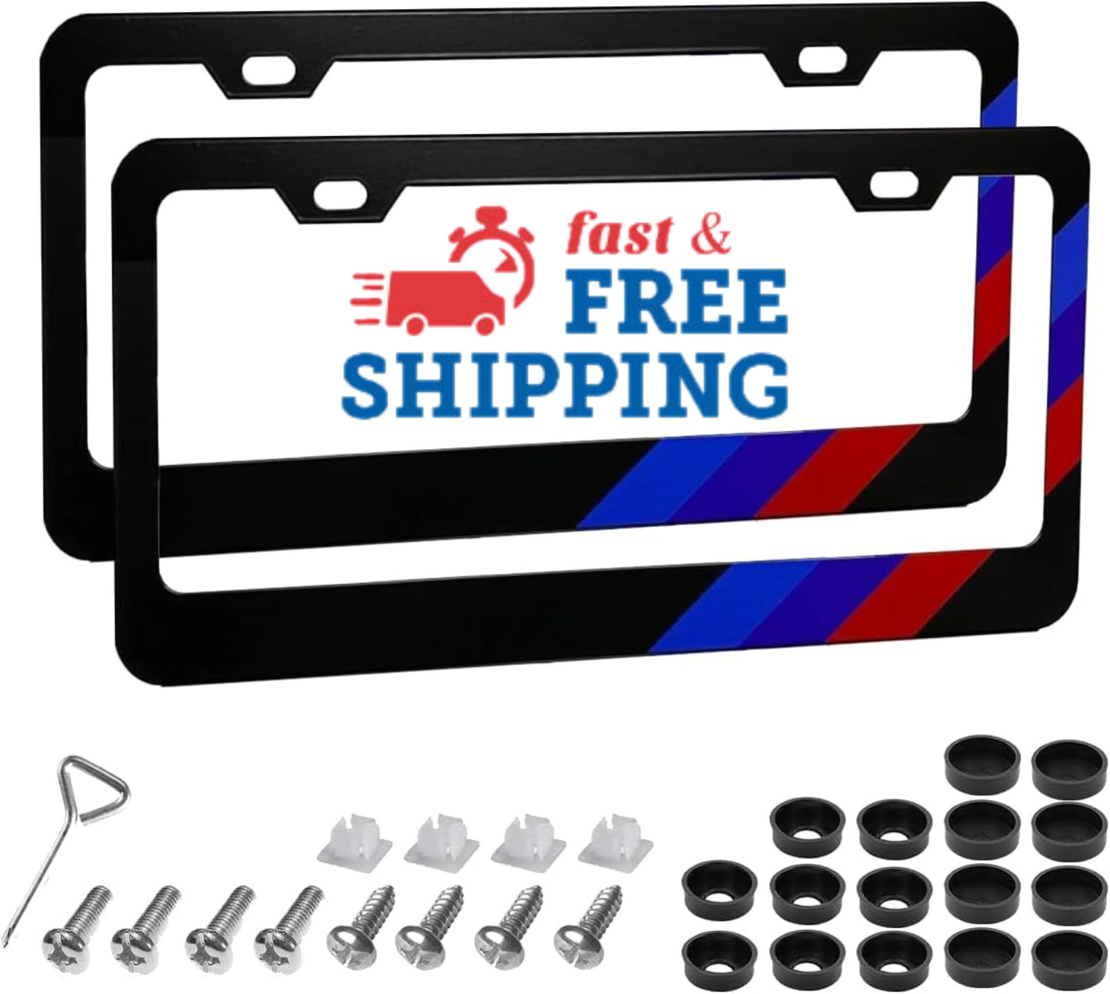 2pcs Aluminum Alloy License Plate Holder Frames for BMW with Screws & Tool