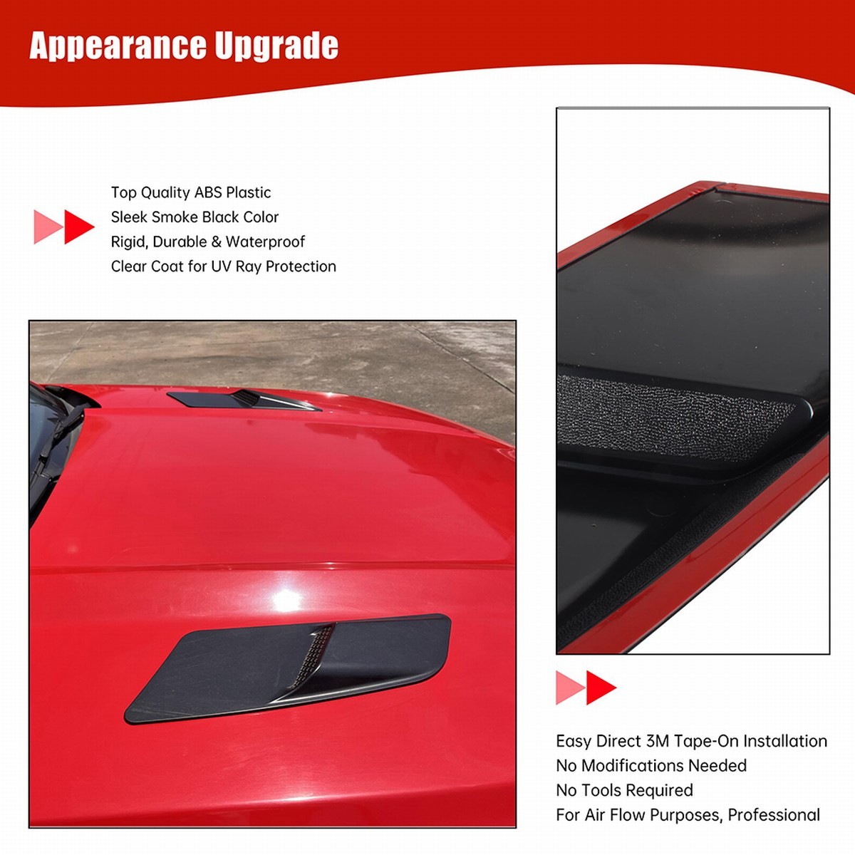 Hood Air Intake Flow Vent Cover GT OE Style Scoop Trim For 15-17 Ford Mustang