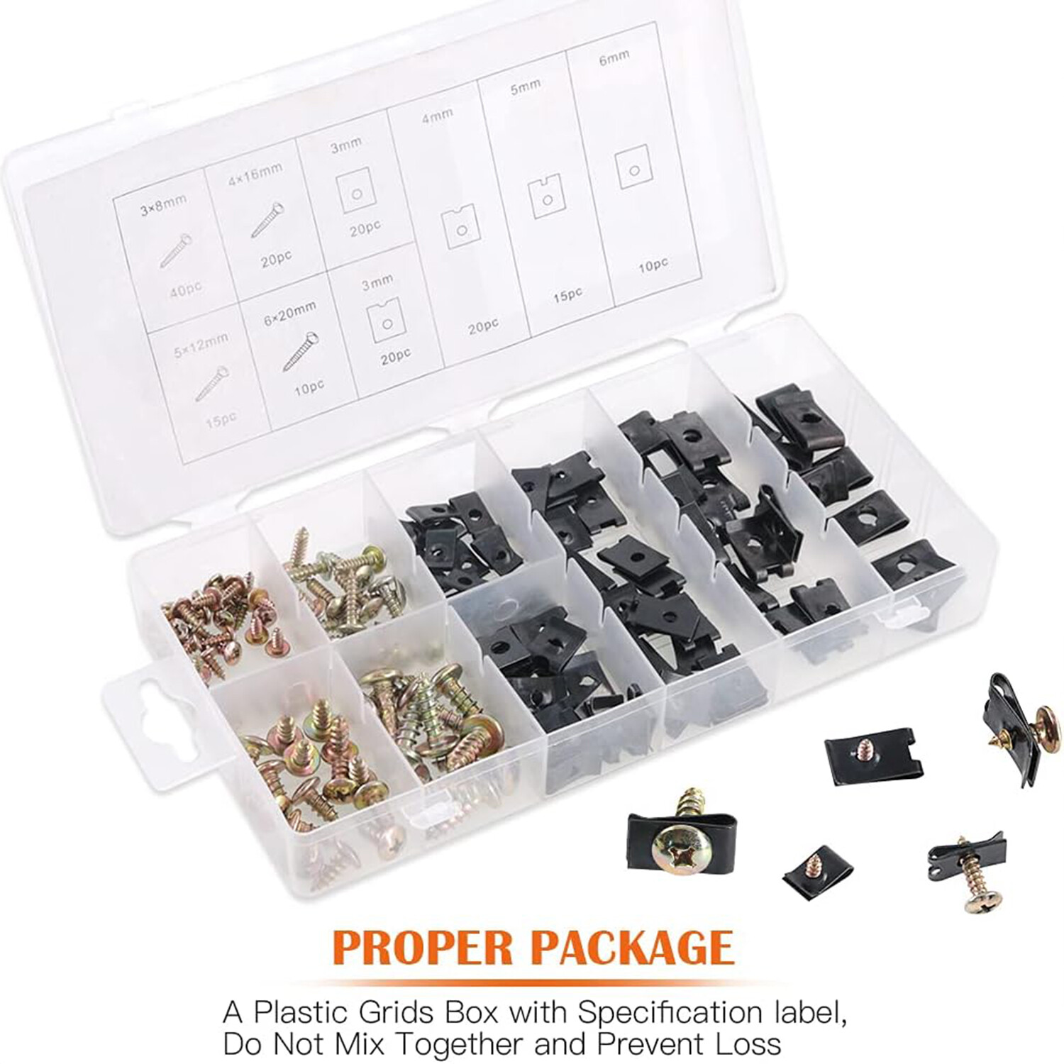 170x Car U-Clip Kit U Nut & Screw Replacement Parts for Dash Door Panel interior