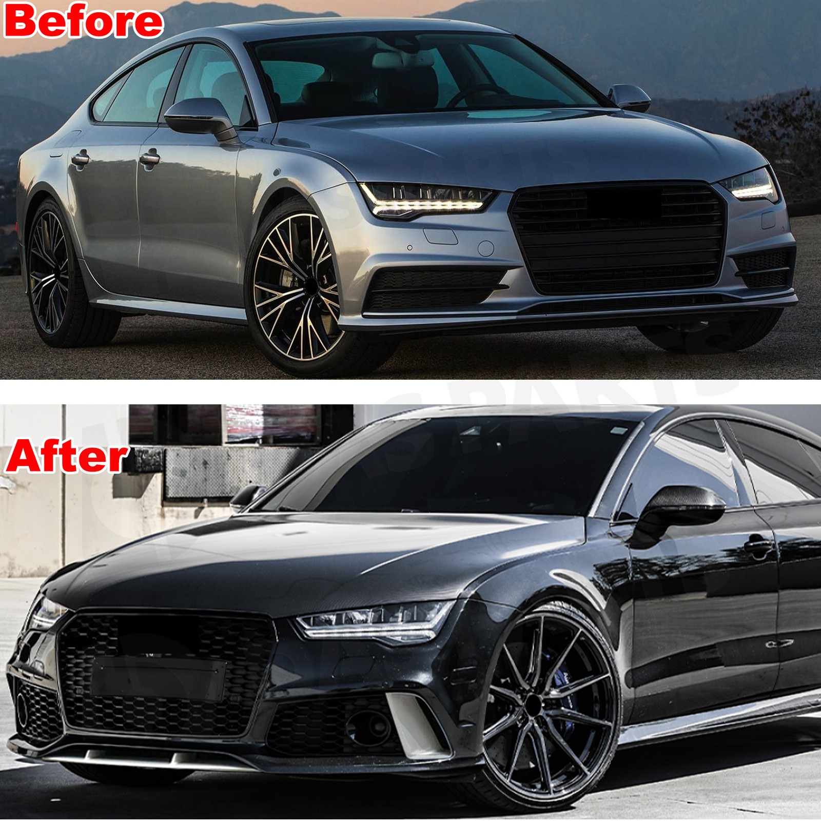 Front Bumper Body Kit Fits 2016-2018 Audi A7 S7 Standard To RS7 Renn Sport Style