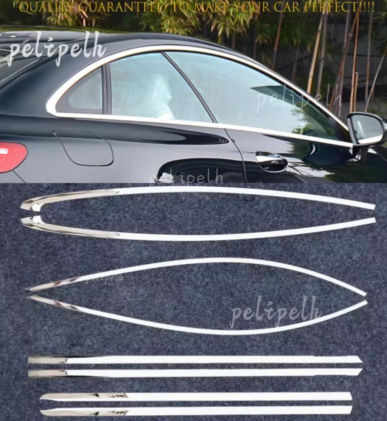 For Benz E-Class Coupe 2009-2016 Glossy Silver Windows Strip Sill Molding Cover