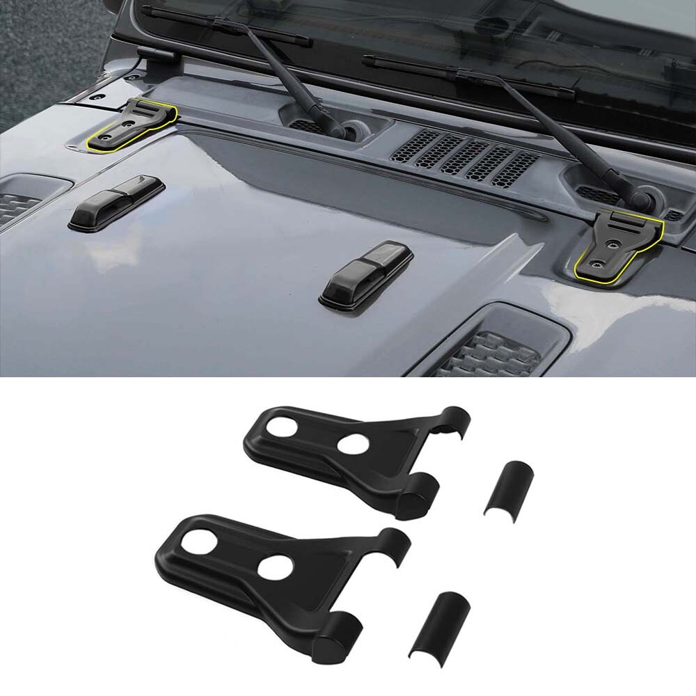Matte Black Hood Hinge Cover Trim Decor For Jeep Wrangler JL Gladiator JT 2018+