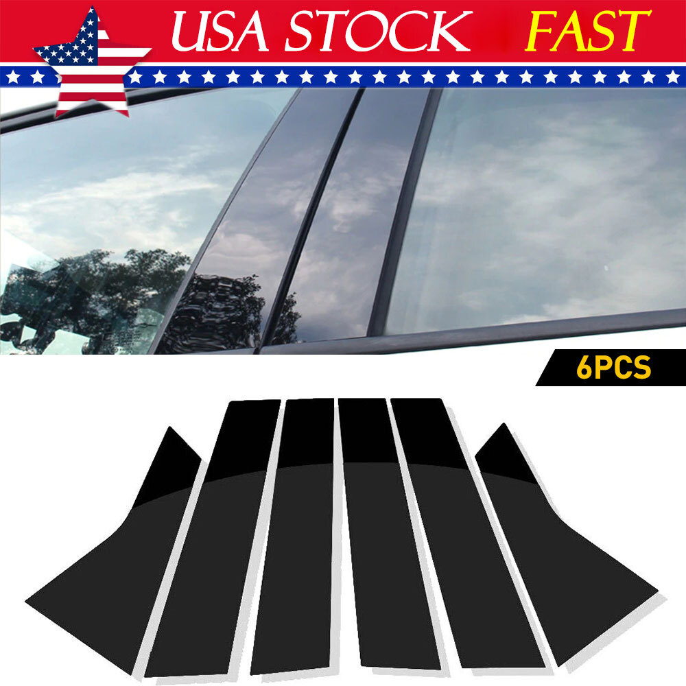 6pcs Pillar Post for 2018-2022 Honda Accord Window Door Trim Cover Glossy Black