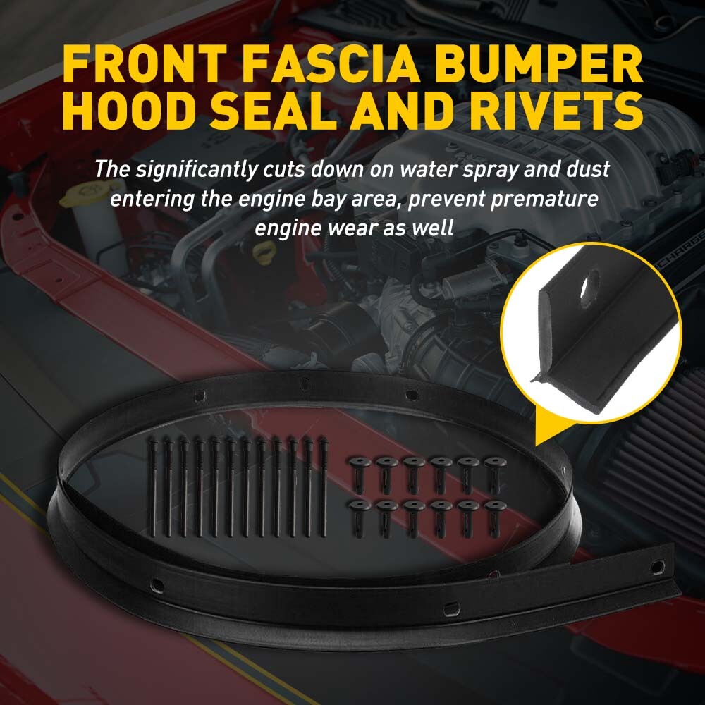 For 08-22 Hood Challenger Dodge to Nose Bumper Fascia Seal & Rivets 68051392AB