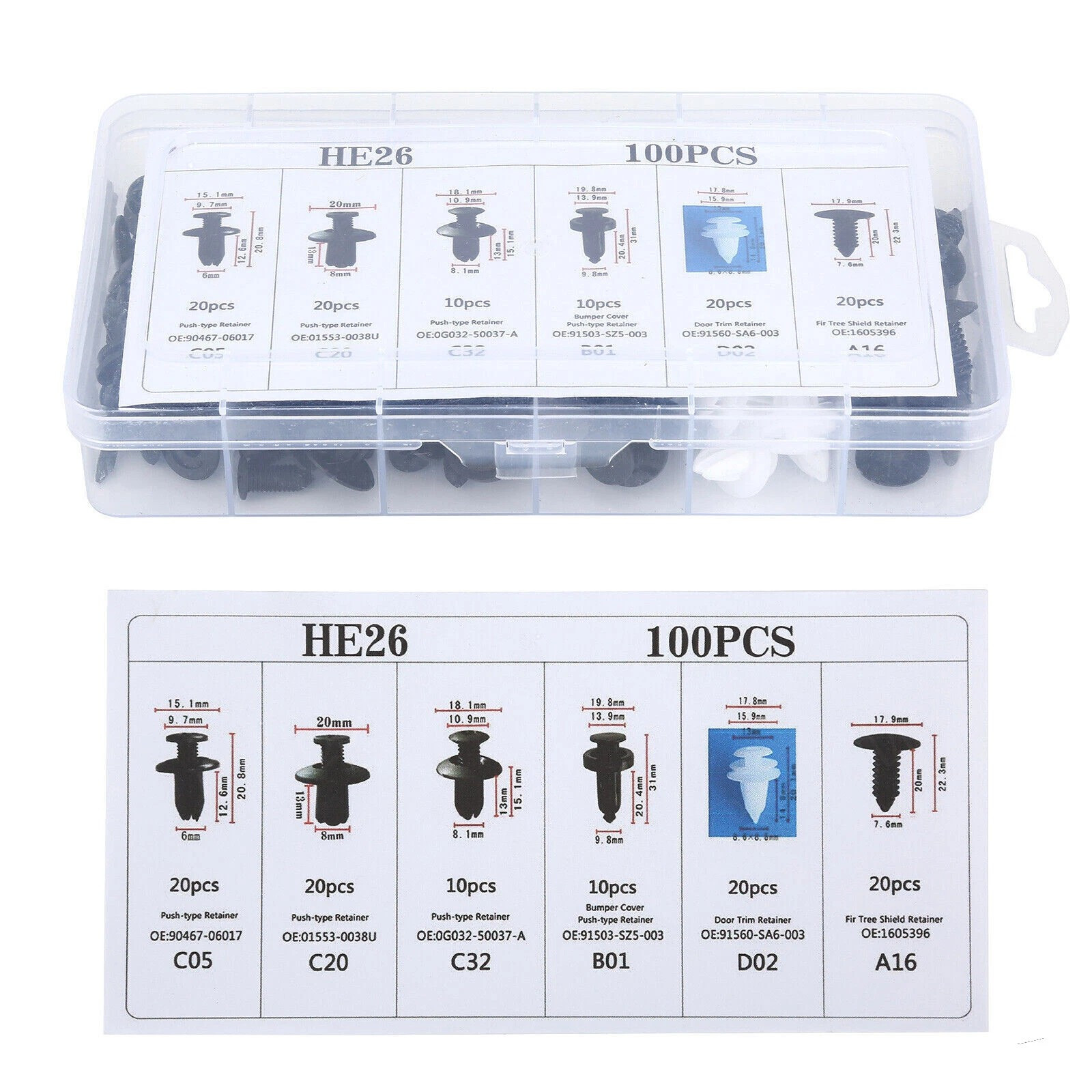 100x For Chrysler Bumper Fender Liner Push Type Retainer Clips Fixing Fastener