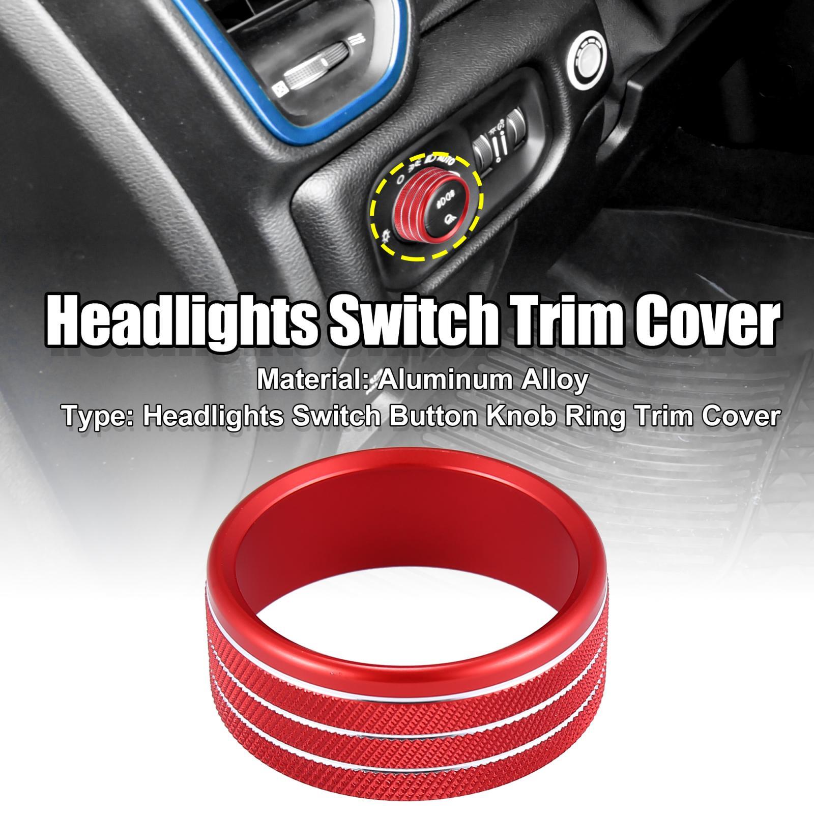 Headlights Switch Button Knob Ring Trim Cover for Dodge for Ram 2018-2021 Red