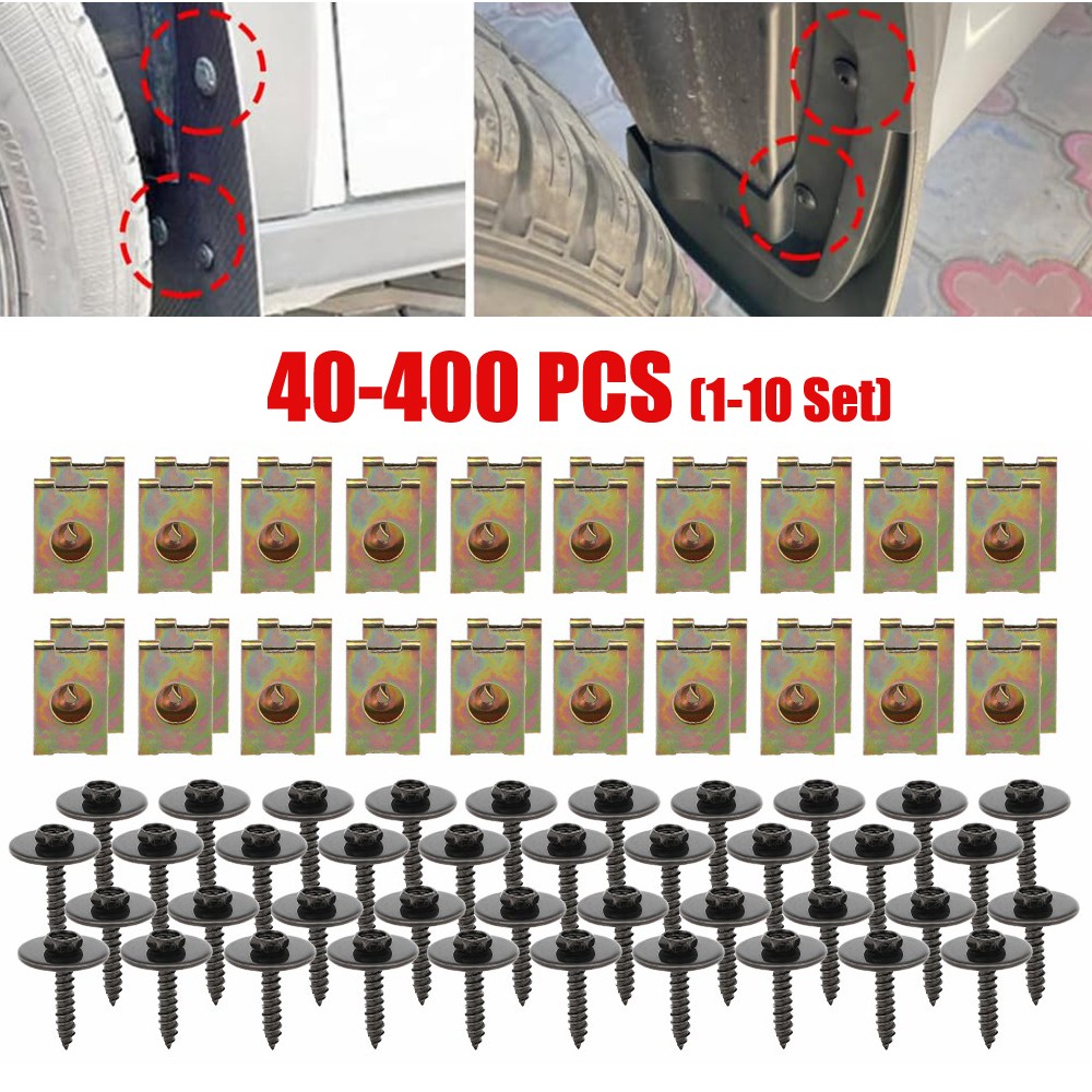 Metal Car Body Fender Screw Bumper U Retainer Nut Clips Gasket Fastener 40-400X
