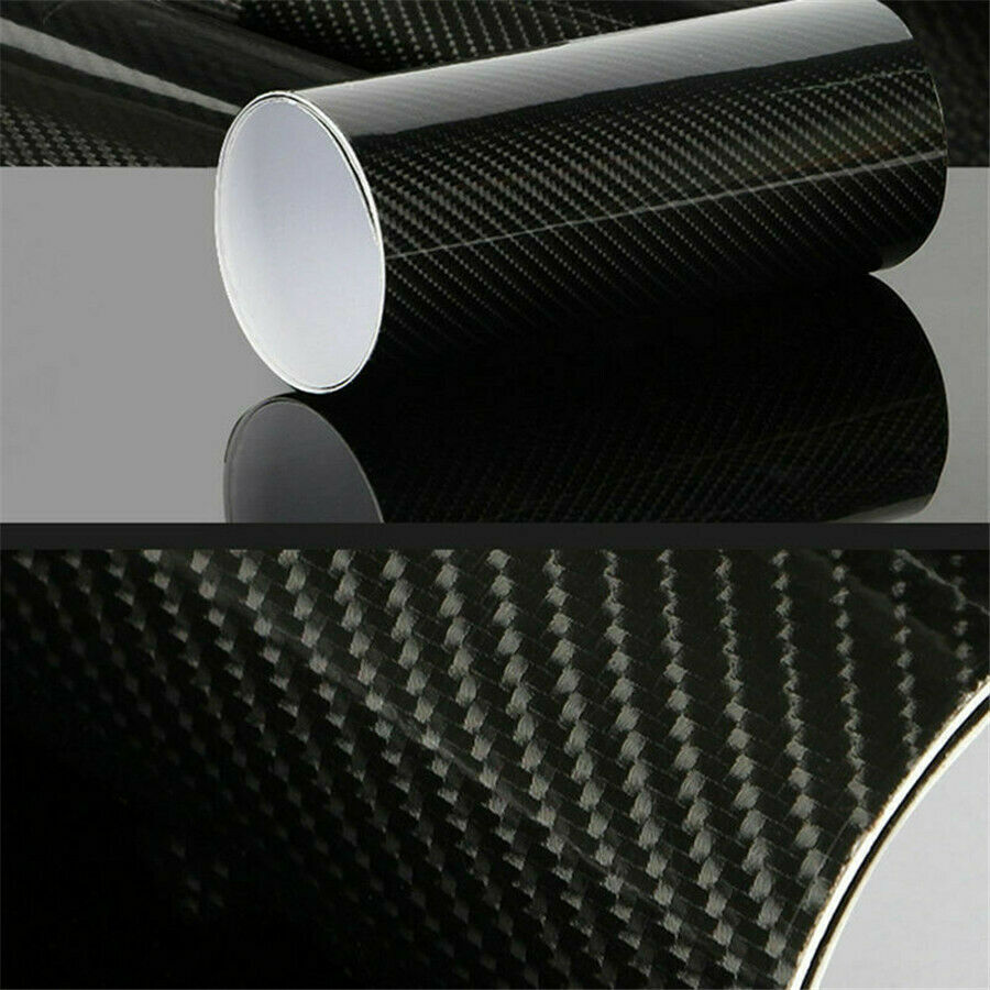 30*152cm 5D Ultra Shiny Glossy Black Carbon Fiber Vinyl Wrap Sticker Decal Film
