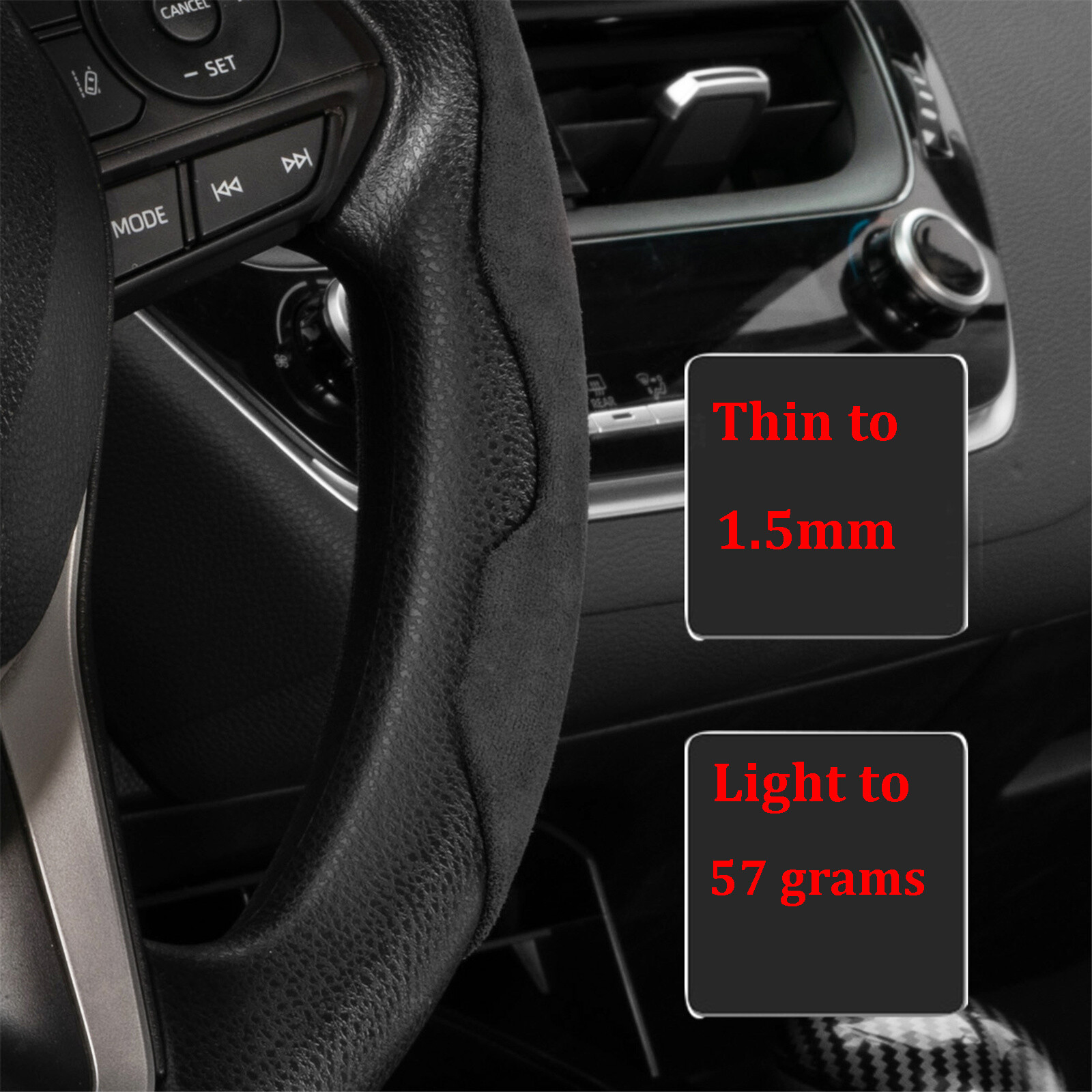 2PCS Car Auto Steering Wheel Cover Booster Black Suede Anti-slip Universal