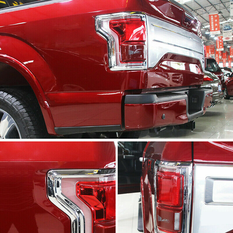 Exterior Taillight Cover Trim Bezels Lamp Frame For Ford F-150 2015-2020 Chrome
