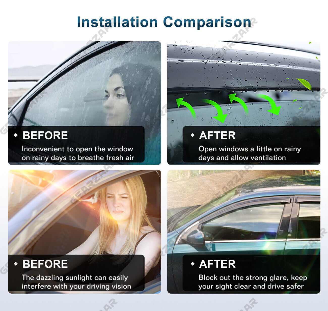 For 02-06 Toyota Camry Window Visor Vent Rain Sun Deflector Guard 4Pc Set