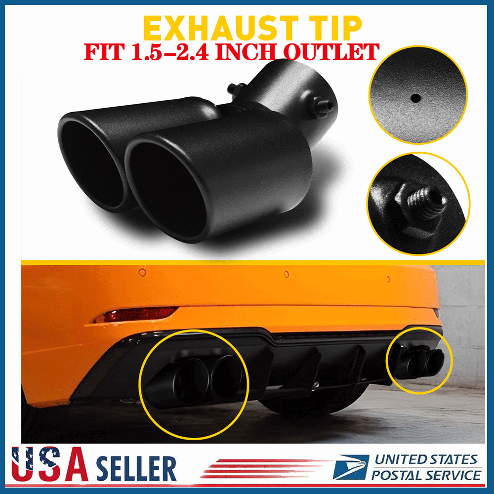 Black Car Stainless Steel Dual Exhaust Pipe Muffler Tip Tail Burnt Titanium Rear