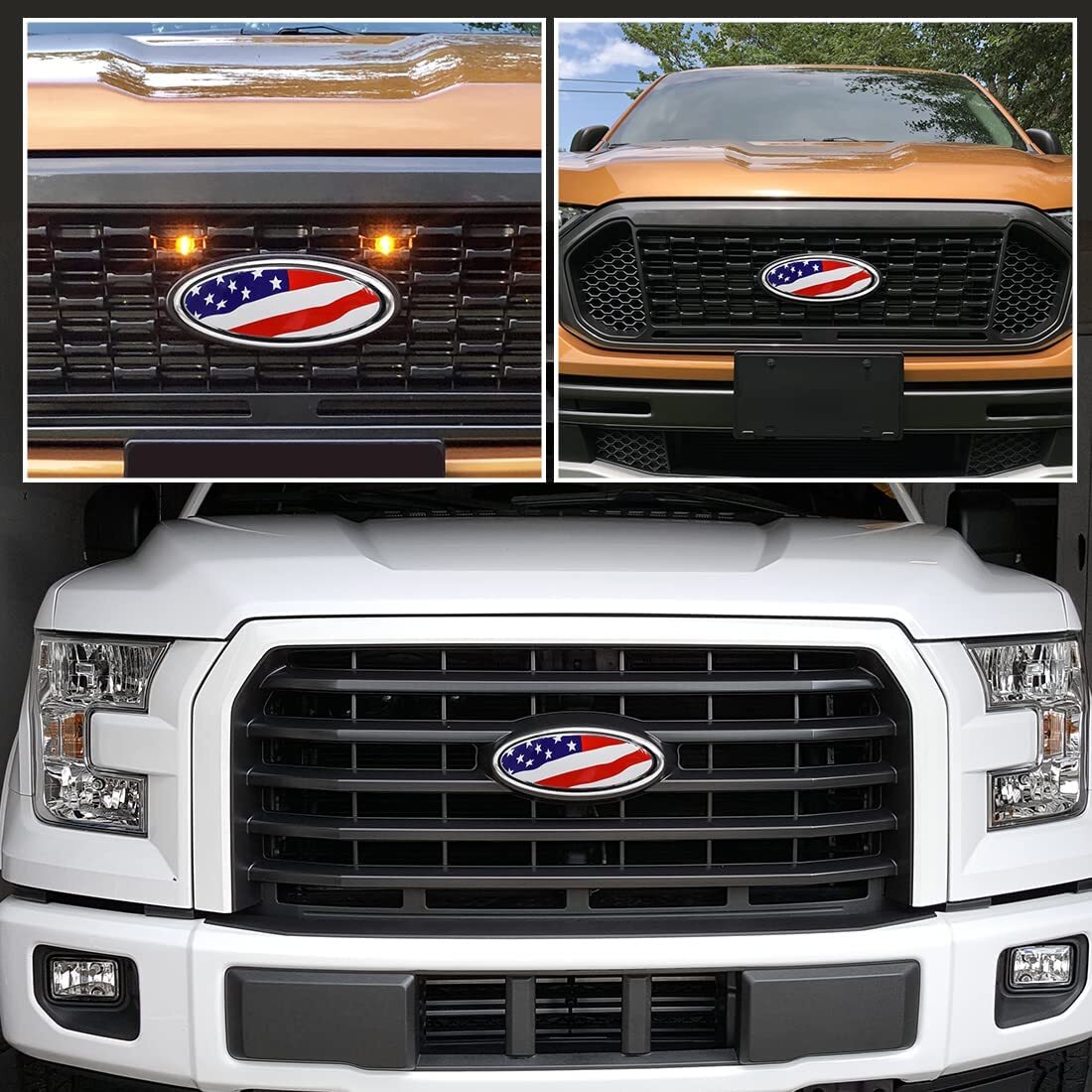9 inch For Ford F150 F250 Edge FRONT GRILLE TAILGATE US Flag Oval Emblem Badge