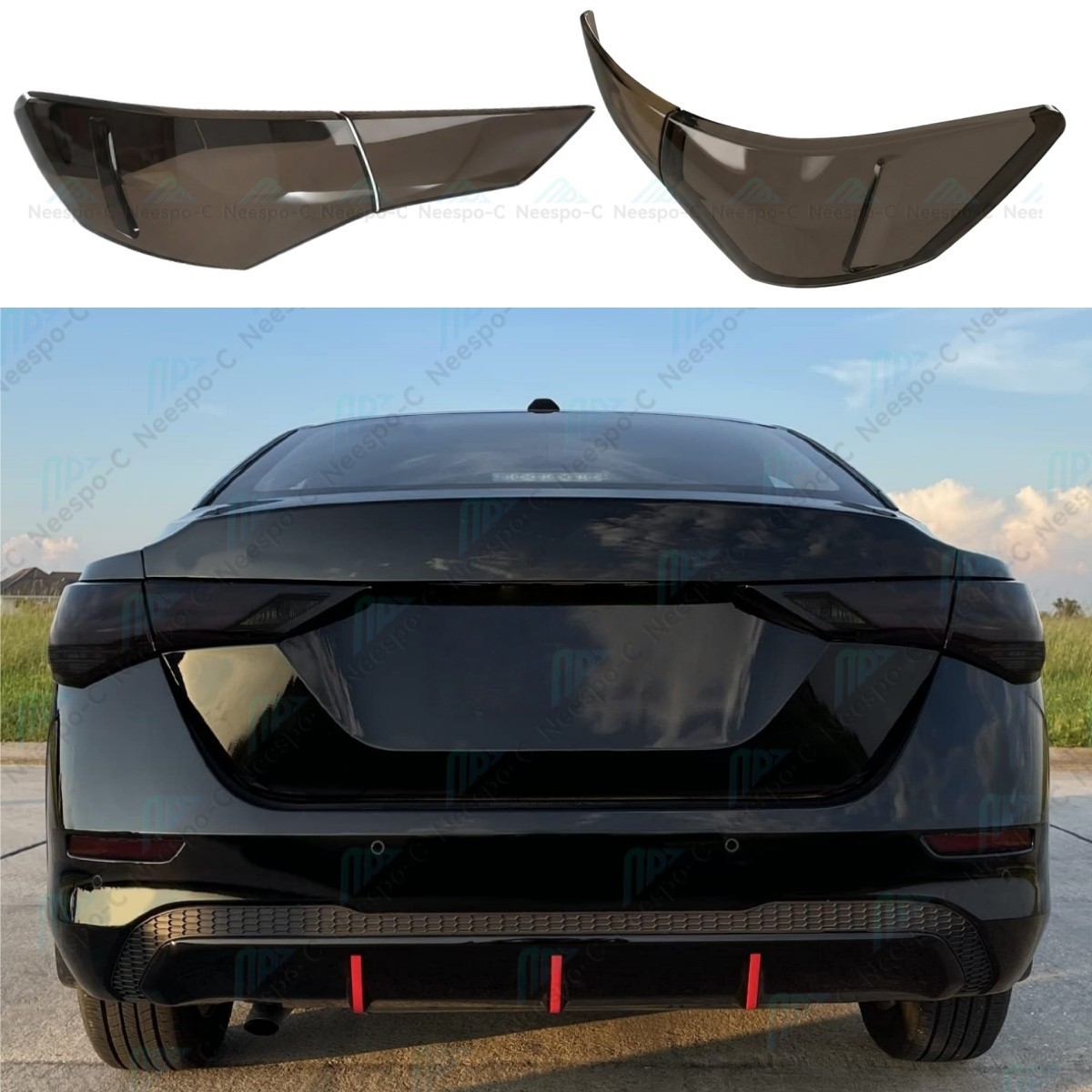 Smoked Black Tail Light Guard Decor Cover Trim Bezel For Nissan Sentra 2020-2025