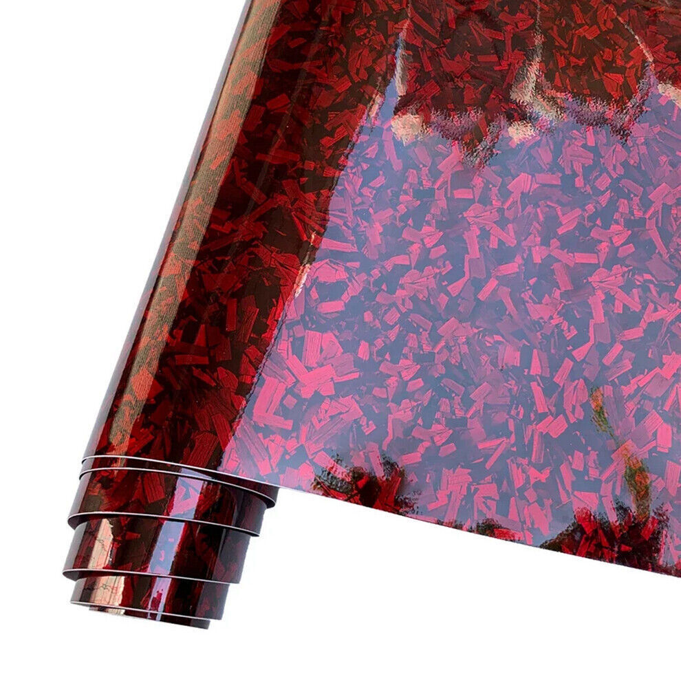 20cm*152cm High Glossy Red Forged Carbon Fiber Car Sticker Adhesive Vinyl Wrap