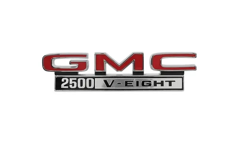 FRONT FENDER EMBLEMS “GMC 2500 V-EIGHT” PAIR 1968 – 1972 GMC TRUCK