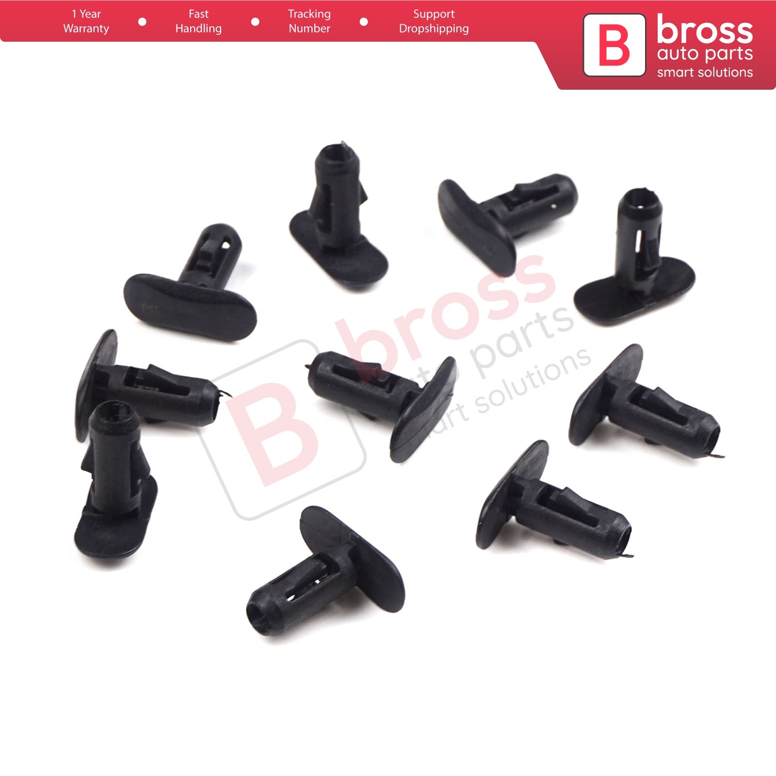 Bross Auto Parts BCF407 10 Pieces Retaining Clip, Black for Renault : 82176228