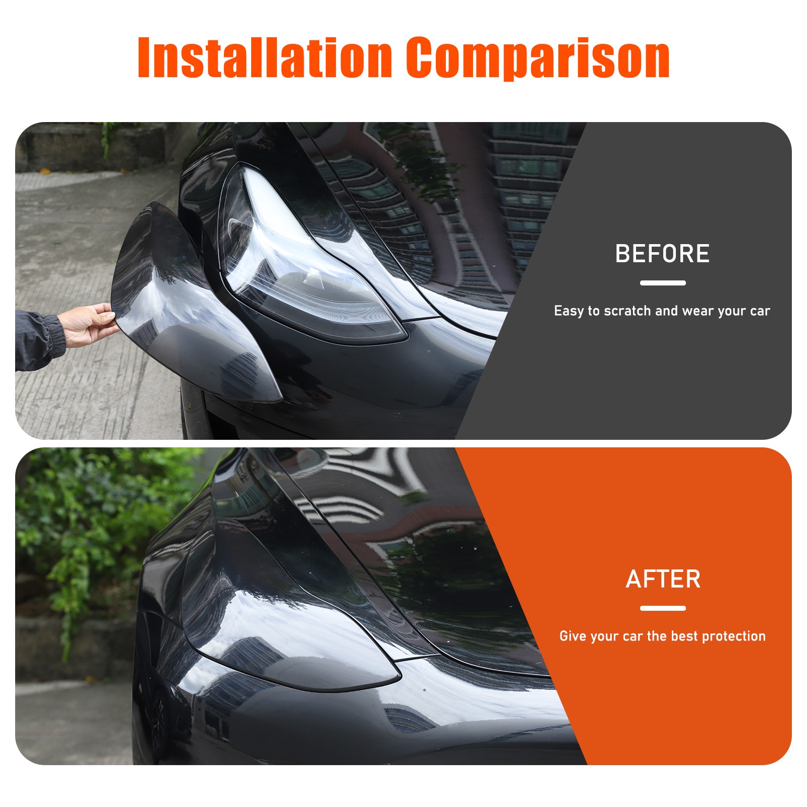 Transparent Gray Smoked Front Headlight Trim Cover For Tesla Model 3/Y 17-22 US