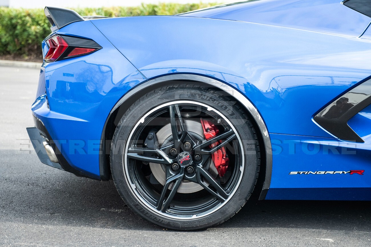 For 20-Up Corvette C8 Hydro-Dipped Carbon Fiber Front Rear Wheel Fender Mud Flap