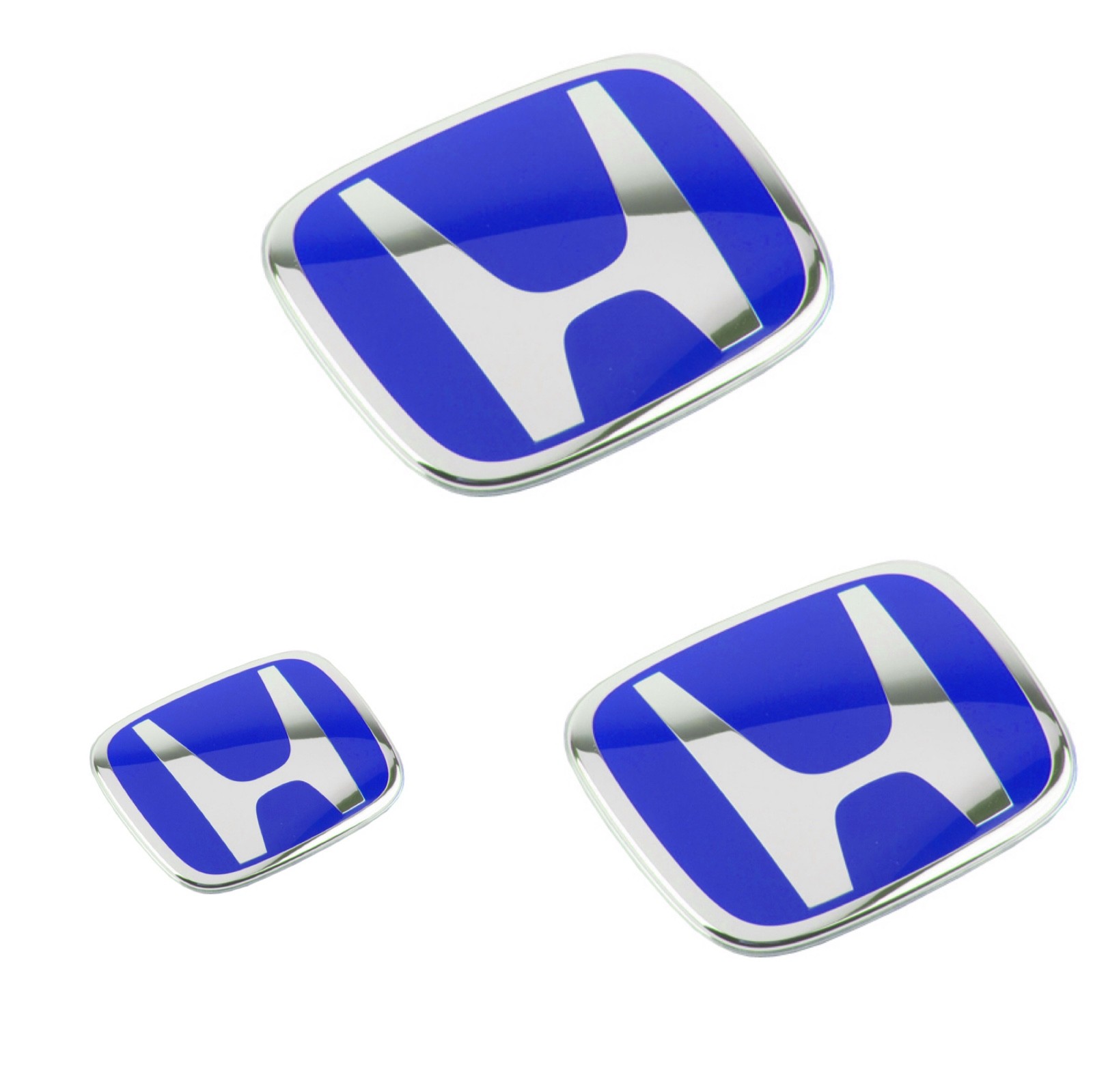 3pcs Jdm Blue Front Rear Steering Badge H Emblem For Civic Sedan 2006-2015