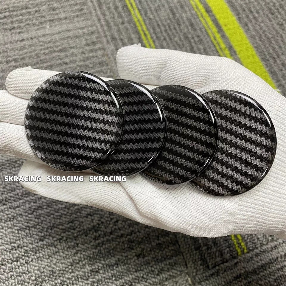 4Pcs 50.0mm ABS Carbon Fiber Look Pattern Wheel Center Hub Cap Sticker Decals