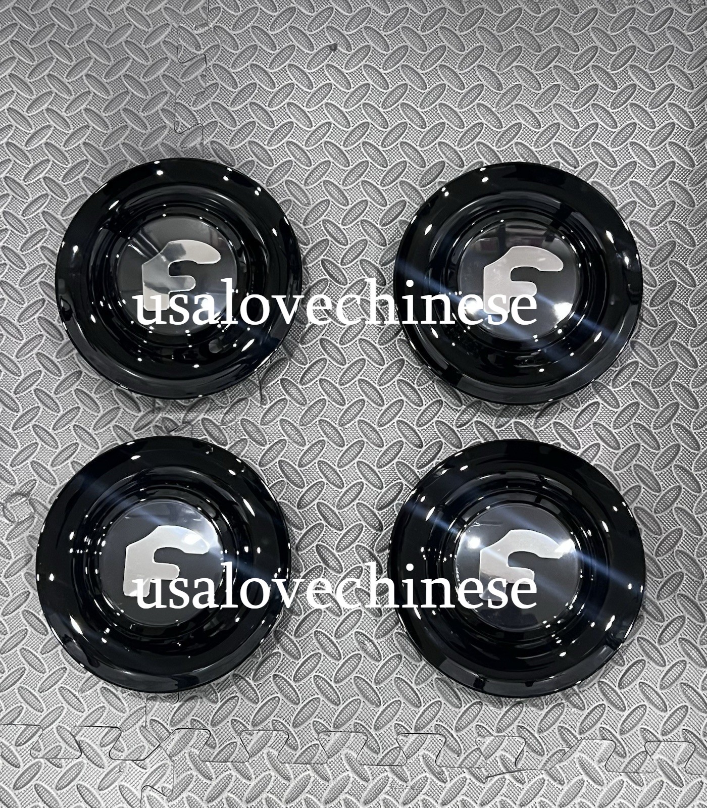 4Pcs Black XL Floating Replacement Center Caps 7.2 Inch Wheel Rim Hubcap Set