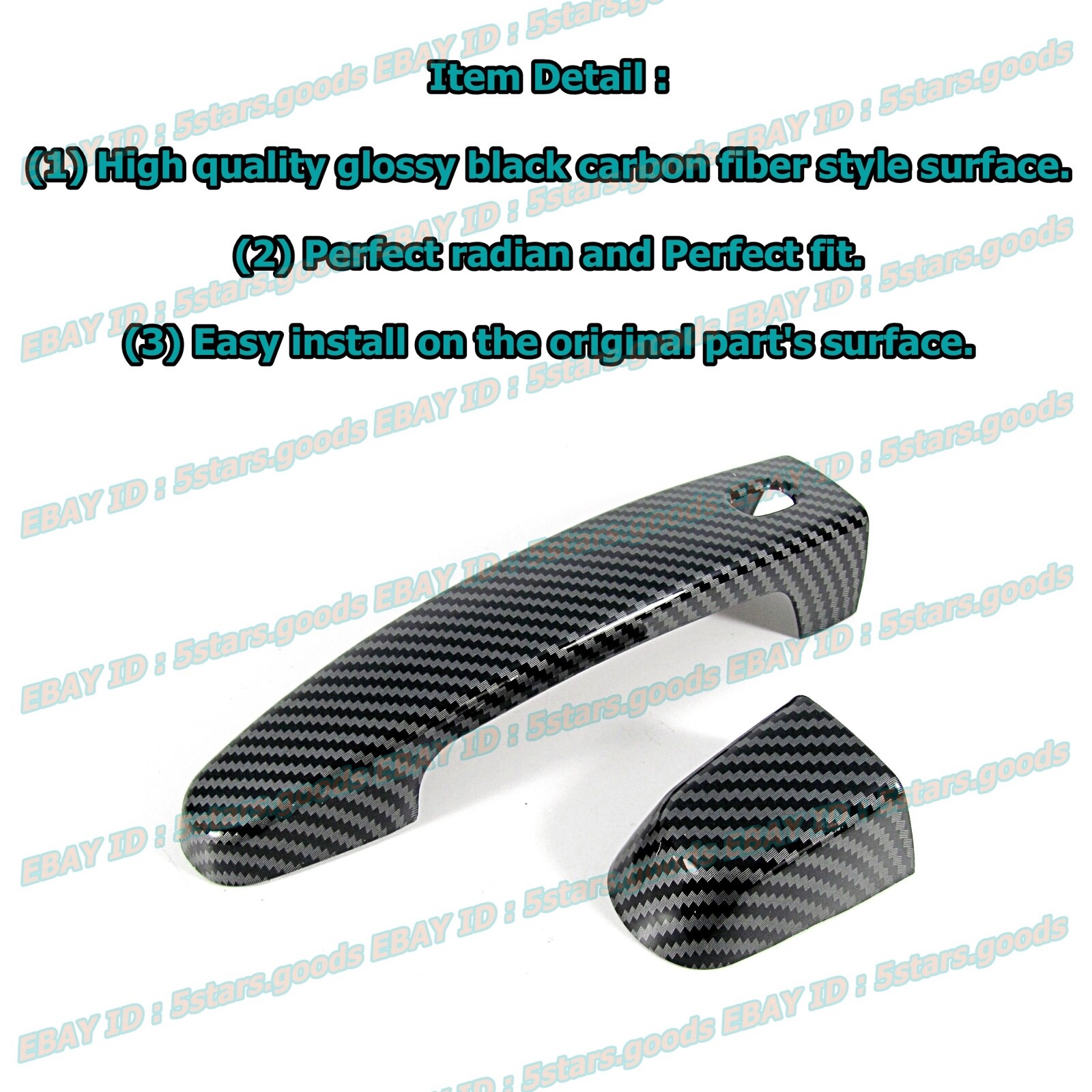 Carbon Fiber Cover Trim For 2016-2024 Chevrolet Malibu Side Smart Door Handle